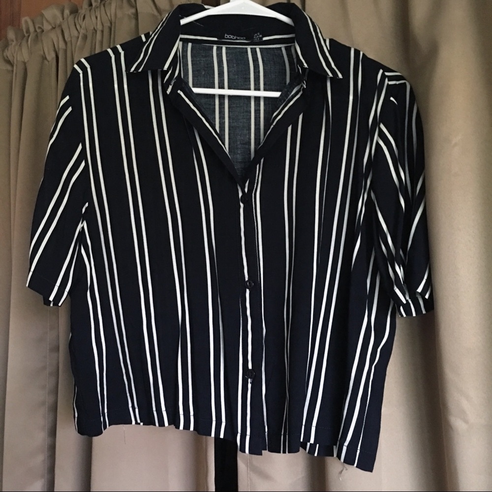 Boohoo Striped Cropped Top
